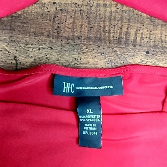 INC Women's Short Sleeve Cold Shoulder Red Blouse Size XL - Picture 5 of 7